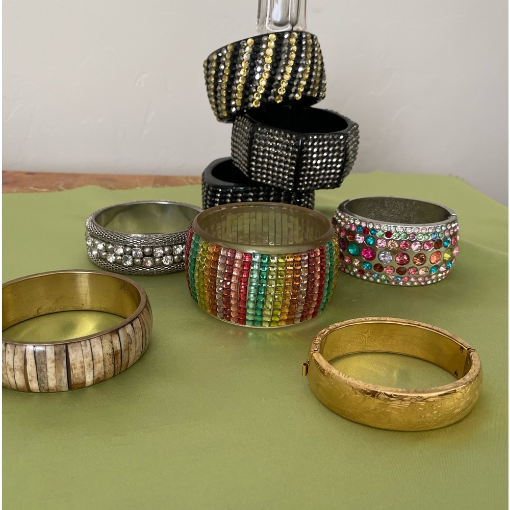 Lot of 8 CHUNKY WIDE BANGLE BRACELETS